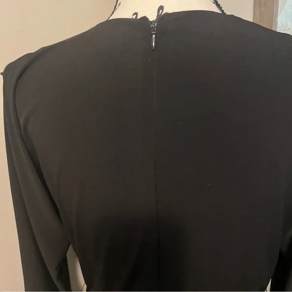 Calvin Klein black Jersey romper belted open sleeve v neck wedding dressy sz 6 - Picture 3 of 7